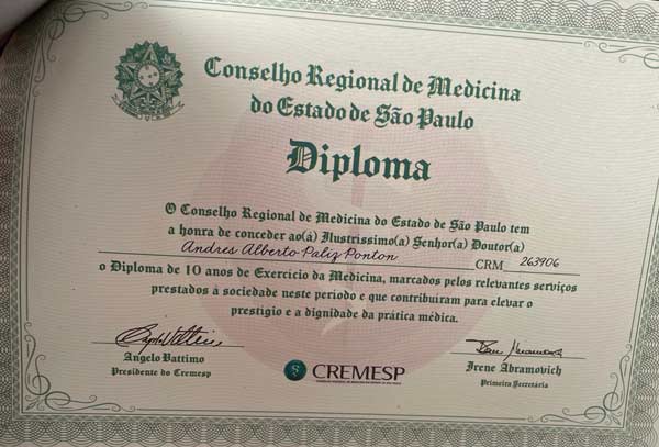Documento de formación del Dr. Andrés Páliz
